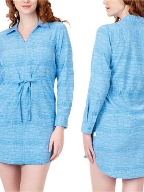 Shade to Summit Light Blue Women’s Long-Sleeve Swim Cover-Up Tunic